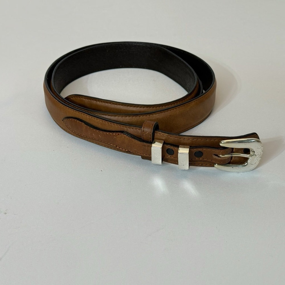 Leather Belt Light Brown With Solid Brass Buckle Size 48